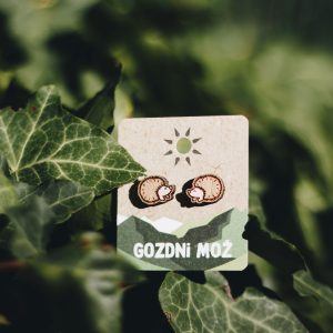 GOZDNI MOŽ Wooden Hedgehog Earrings