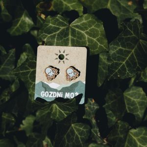 GOZDNI MOŽ Wooden Octopus Earrings